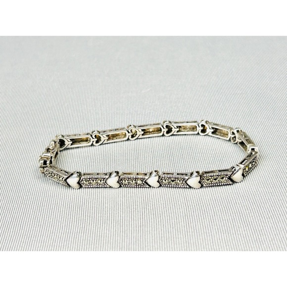 Sterling Silver Hearts Bracelet .925 Jewelry - Picture 5 of 9